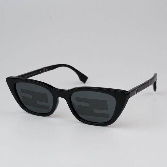 NEW Fendi FE40089I 01C FOLDING Black Mirror Pattern Women Cat Eye Sunglasses main image 8